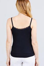 Load image into Gallery viewer, Lace Trim Rib Cami Knit Top
