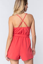 Load image into Gallery viewer, V-neck Cami Belted Romper
