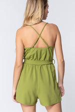 Load image into Gallery viewer, V-neck Cami Belted Romper
