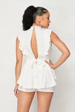 Load image into Gallery viewer, Flirty Lace Front Hi-low Romper With Waist Tie
