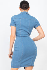 Load image into Gallery viewer, Zip Front Denim Mini Dress
