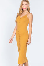 Load image into Gallery viewer, Fron Button Slit Rib Cami Midi Dress
