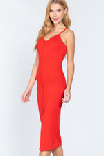 Load image into Gallery viewer, Fron Button Slit Rib Cami Midi Dress
