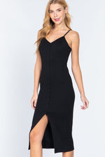 Load image into Gallery viewer, Fron Button Slit Rib Cami Midi Dress
