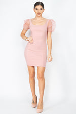 Load image into Gallery viewer, Sheer Puff Sleeves Mini Dress
