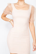 Load image into Gallery viewer, Sheer Puff Sleeves Mini Dress
