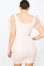 Load image into Gallery viewer, Sheer Puff Sleeves Mini Dress
