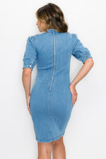 Load image into Gallery viewer, Front Keyhole Back Zip Denim Dress
