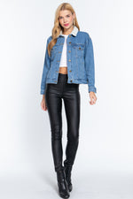 Load image into Gallery viewer, Inner Fur Oversized Denim Jacket
