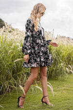 Load image into Gallery viewer, Floral Lace Trim Ruffle Hem Dress
