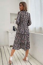 Load image into Gallery viewer, Floral Tiered Frill Trim Midi Dress
