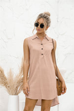 Load image into Gallery viewer, Sleeveless Slit Shirt Dress
