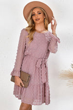 Load image into Gallery viewer, Swiss Dot Ruffle Hem Smock Dress
