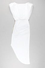Load image into Gallery viewer, Cap-Sleeve V-Back Chain Detail Asymmetrical Dress
