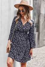 Load image into Gallery viewer, Floral Flare Sleeve Wrap Dress
