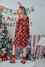 Load image into Gallery viewer, Christmas Print Plaid One Shoulder Dress
