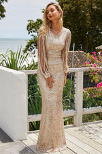 Load image into Gallery viewer, Sequin Fringe Sleeve Maxi Dress
