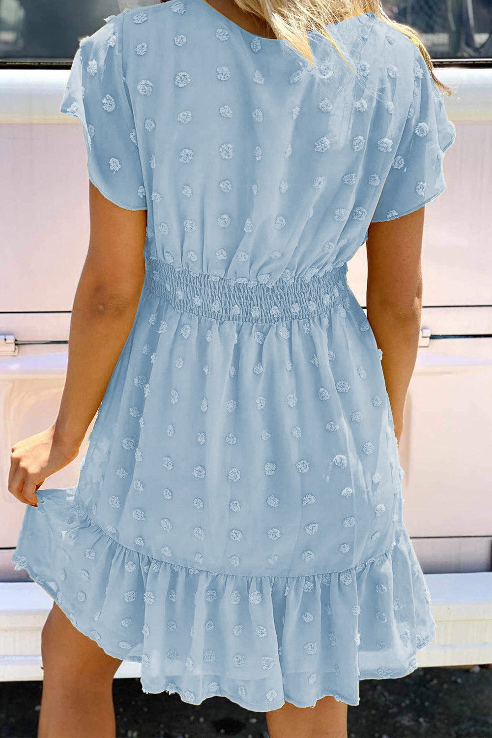 Ruffled Short Sleeves Dress