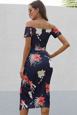 Load image into Gallery viewer, Floral Off Shoulder Slit Wrap Dress
