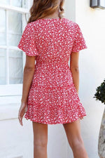 Load image into Gallery viewer, Floral V-Neck Layered Ruffled Dress
