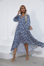 Load image into Gallery viewer, Ditsy Floral Balloon Sleeve High-Low Dress
