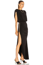 Load image into Gallery viewer, Cap-Sleeve V-Back Chain Detail Asymmetrical Dress
