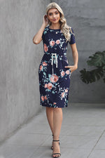 Load image into Gallery viewer, Printed Tie Waist Short Dress
