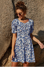 Load image into Gallery viewer, Floral V Neck Short Sleeve Dress
