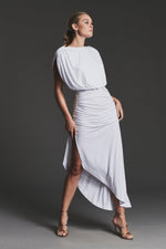 Load image into Gallery viewer, Cap-Sleeve V-Back Chain Detail Asymmetrical Dress
