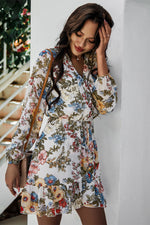 Load image into Gallery viewer, Floral Ruffled Hem Wrap Dress
