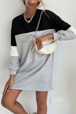 Load image into Gallery viewer, Color Block Long Sleeve Sweatshirt Dress
