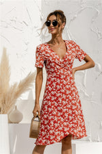 Load image into Gallery viewer, Floral Wrap Front Asymmetrical Dress
